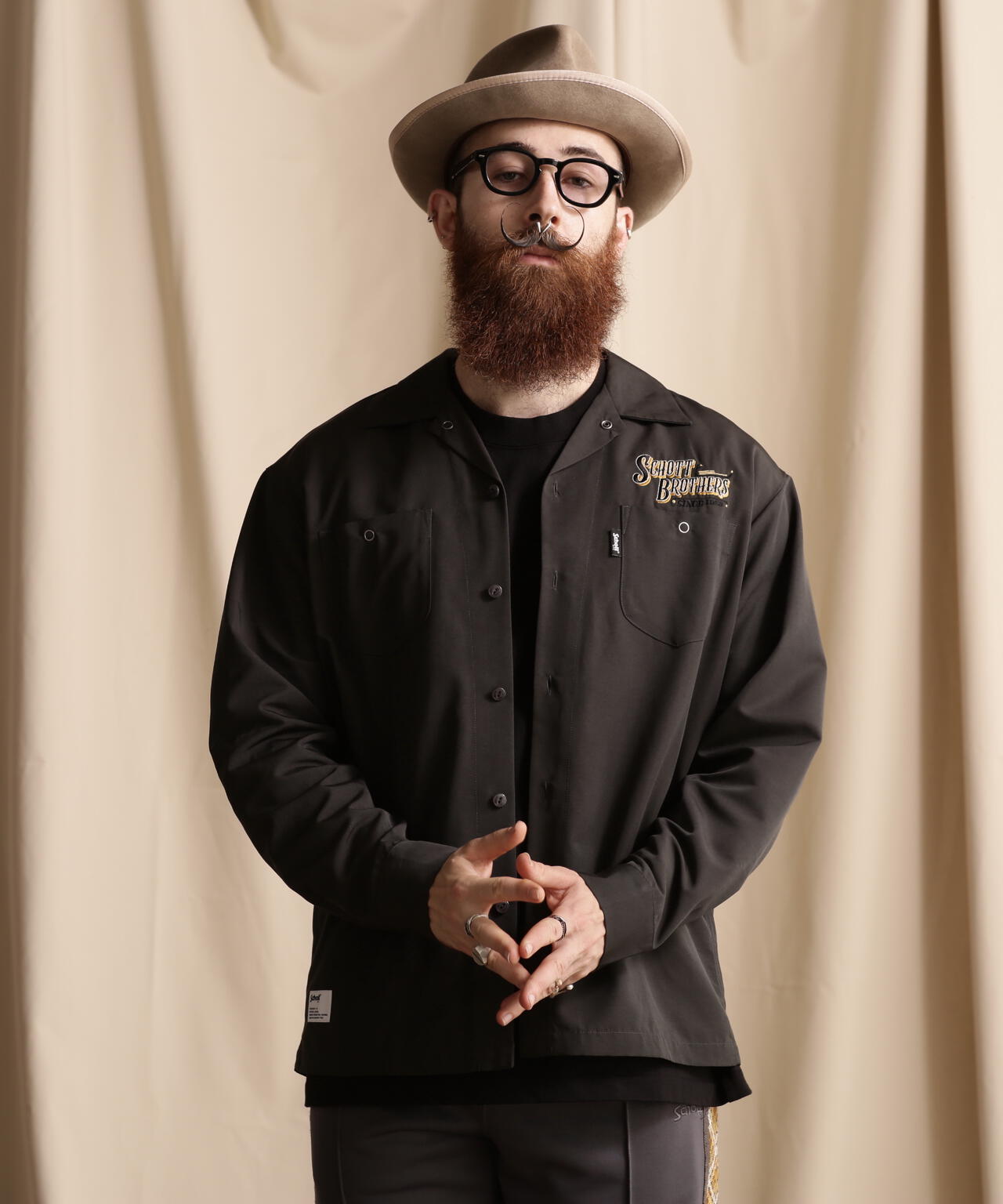 LS TC SHIRT BARBER EMB/理髮師logo刺繡 工作襯衫