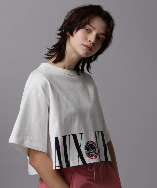 HEM LOGO PRINT T-SHIRT/拼接標誌印花T恤