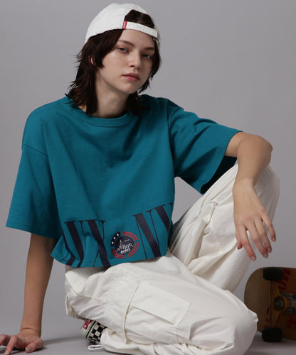 HEM LOGO PRINT T-SHIRT/拼接標誌印花T恤