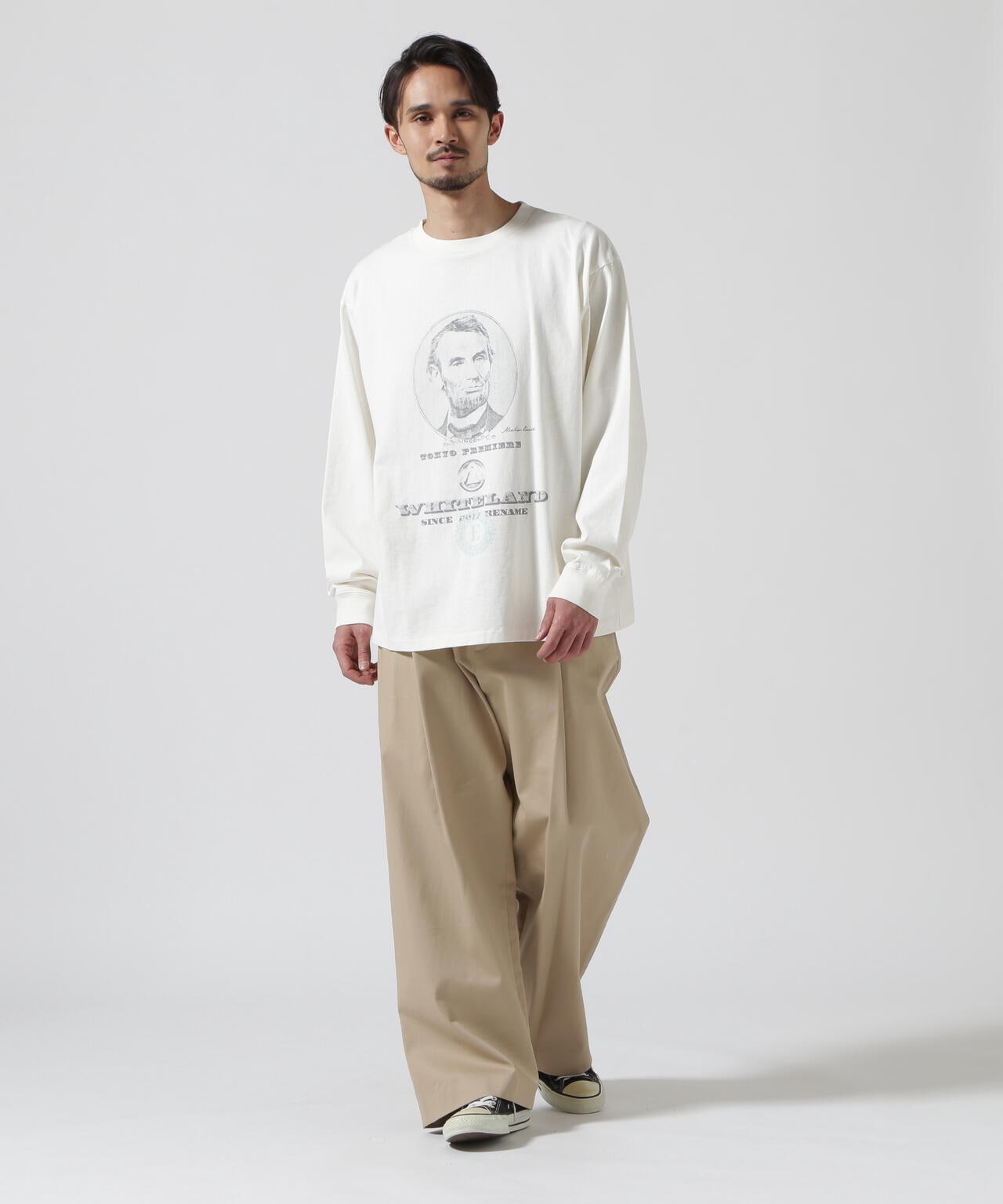 WHITELAND/白色土地/ABRAHAM 長袖T恤/圖案長T
