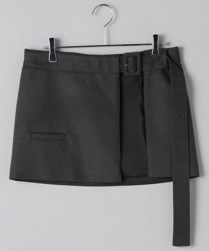 SOLID WOOL BELT SKIRT