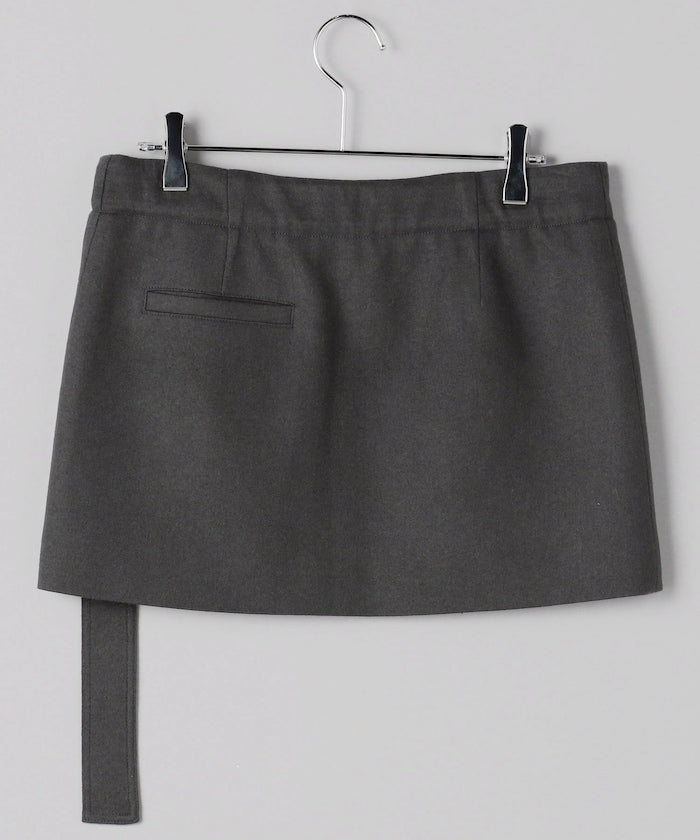 SOLID WOOL BELT SKIRT