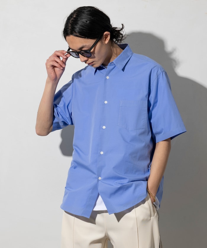 NEW LOOSE FIT BROAD REGULAR COLLAR SHIRT SHORT SLEEVE