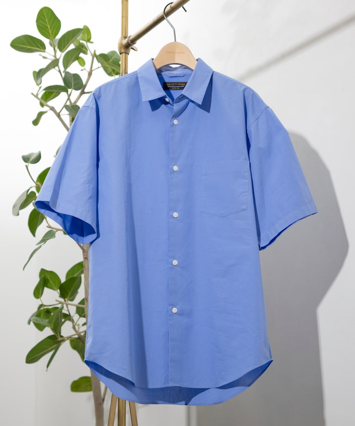 NEW LOOSE FIT BROAD REGULAR COLLAR SHIRT SHORT SLEEVE