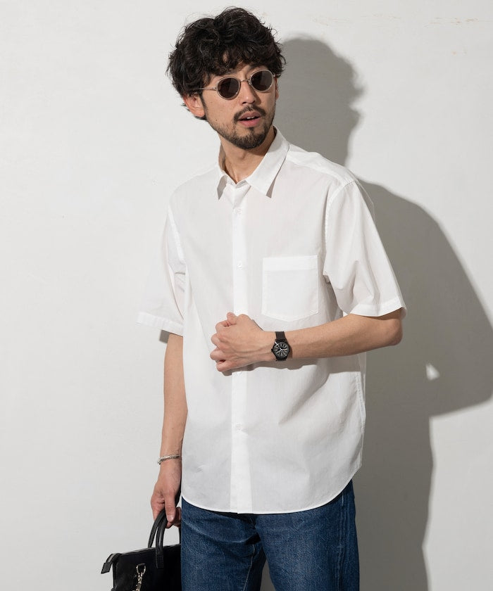 NEW LOOSE FIT BROAD REGULAR COLLAR SHIRT SHORT SLEEVE