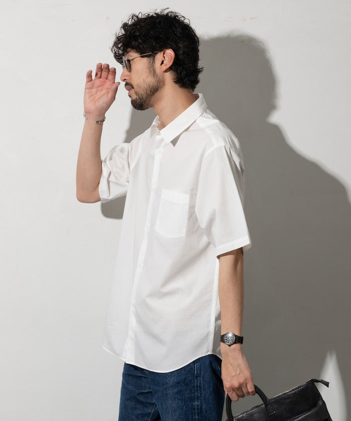 NEW LOOSE FIT BROAD REGULAR COLLAR SHIRT SHORT SLEEVE