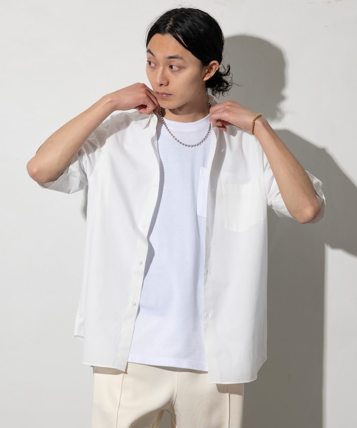 NEW LOOSE FIT BROAD REGULAR COLLAR SHIRT SHORT SLEEVE