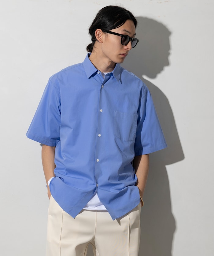 NEW LOOSE FIT BROAD REGULAR COLLAR SHIRT SHORT SLEEVE