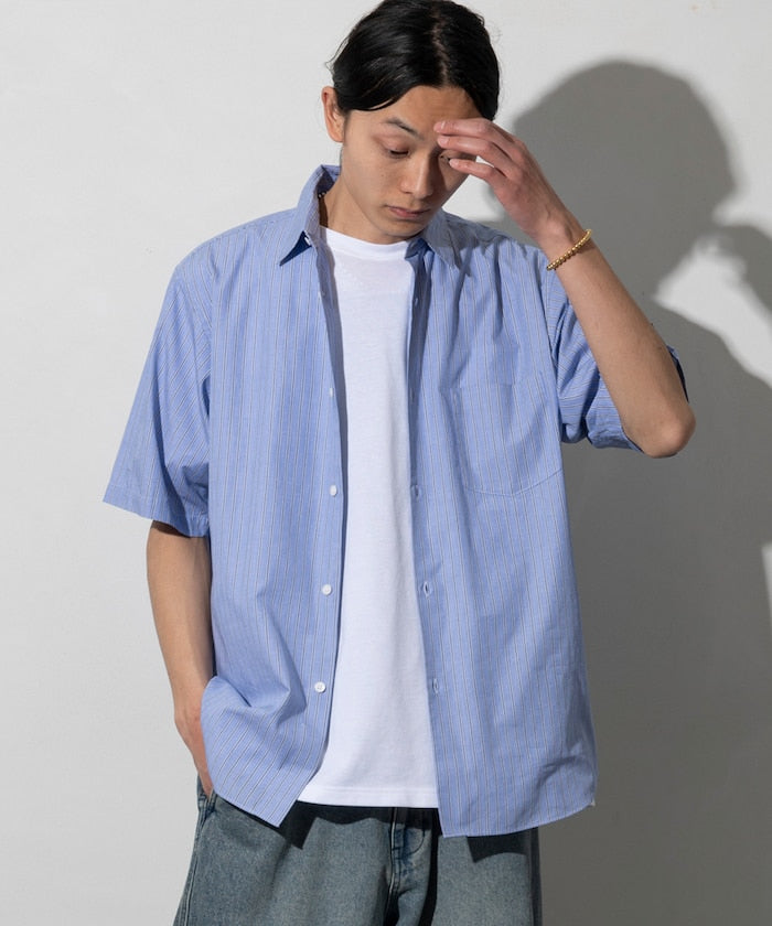 NEW LOOSE FIT BROAD REGULAR COLLAR SHIRT SHORT SLEEVE