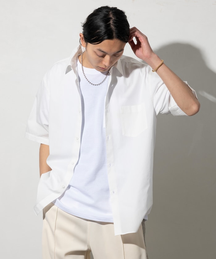 NEW LOOSE FIT BROAD REGULAR COLLAR SHIRT SHORT SLEEVE