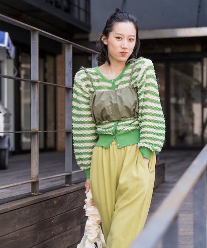 2way 透視 邊框 針織開衫