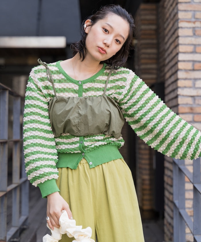 2way 透視 邊框 針織開衫