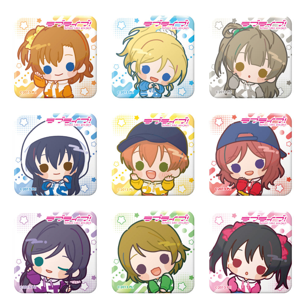 ```Love Live!交易迷你角色方形罐徽章【整箱/9個裝】【全套箱】```