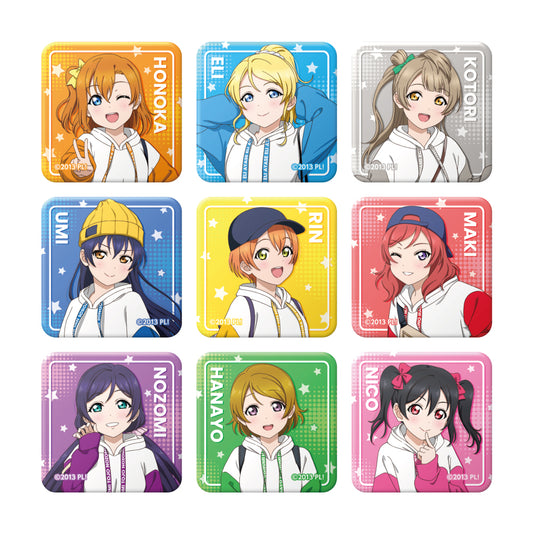 ```Love Live! 角色交易描繪方形罐徽章【整箱/9個裝】【全套整箱】```