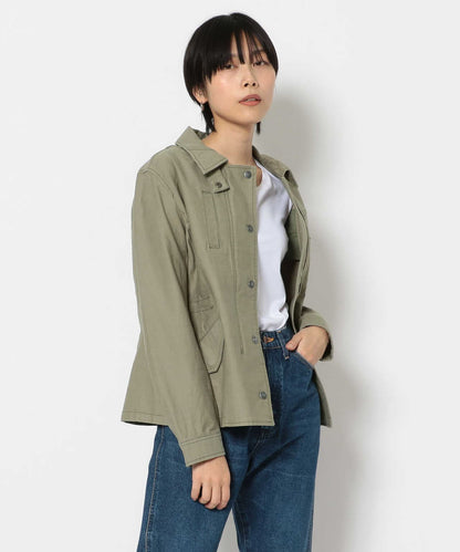 背面緞面彈力軍裝夾克