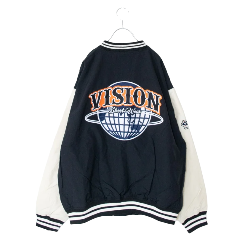 VISION STREET WEAR 尼龍 刺繡 風衣 夾克 夾克衫 黑色 (CT6874BK)