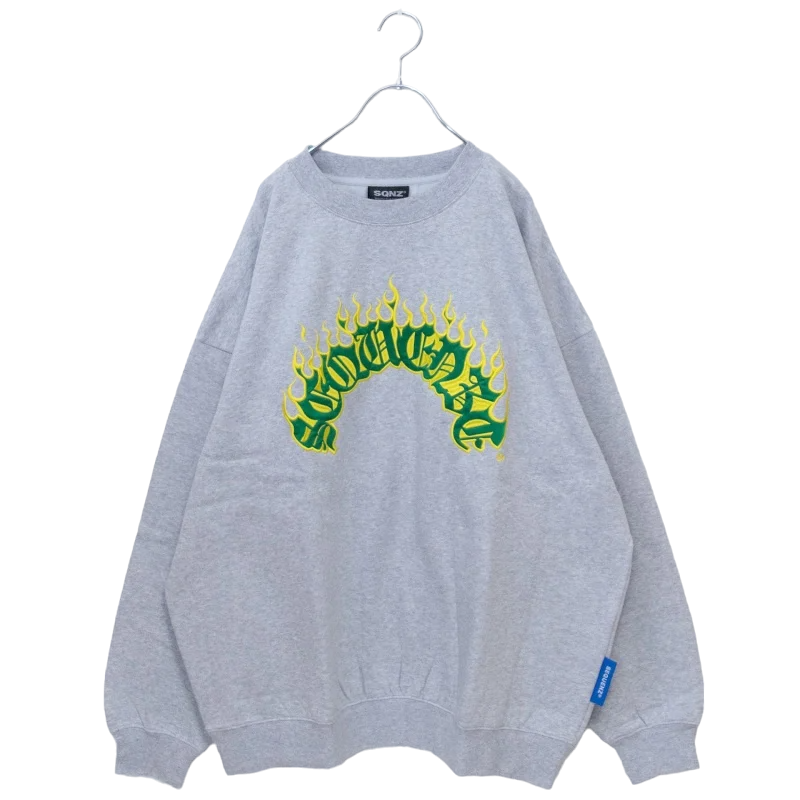 SEQUENZ FLAME THUG'S 火焰logo刺繡衛衣 灰色［特價］ (CT6798GY)