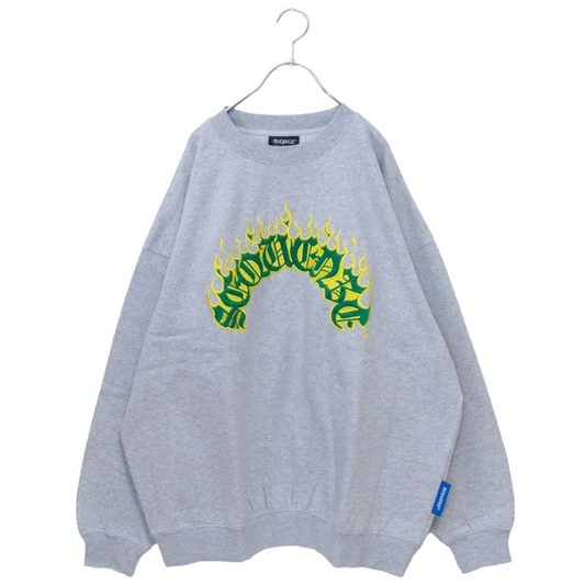 SEQUENZ FLAME THUG'S 火焰logo刺繡衛衣 灰色［特價］ (CT6798GY)