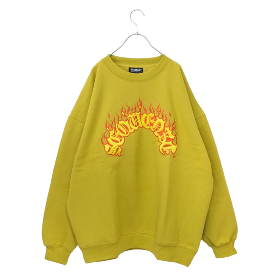 SEQUENZ FLAME THUG'S 火焰logo刺繡衛衣 黃芥末色［特價］ (CT6798YL)