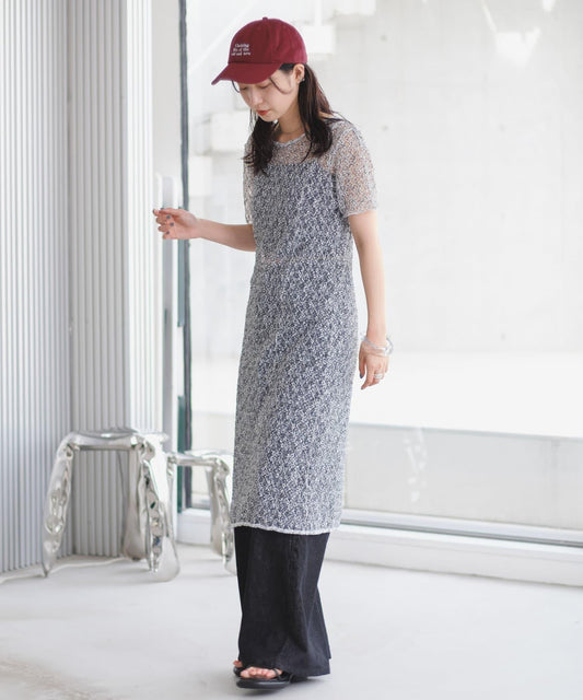 【Kastane】蕾絲花邊短袖連衣裙