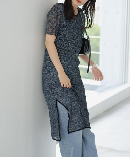 【Kastane】蕾絲花邊短袖連衣裙