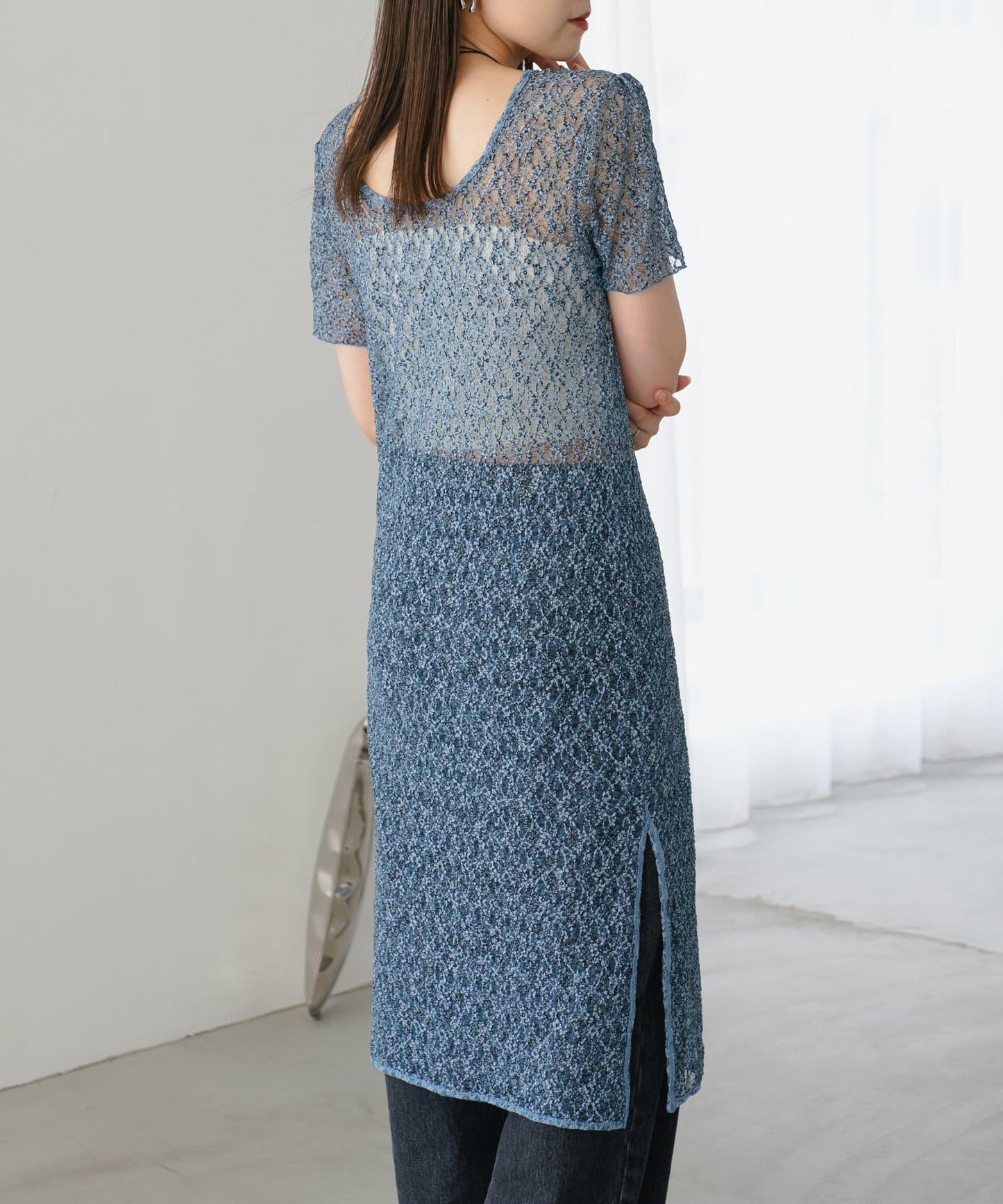 【Kastane】蕾絲花邊短袖連衣裙