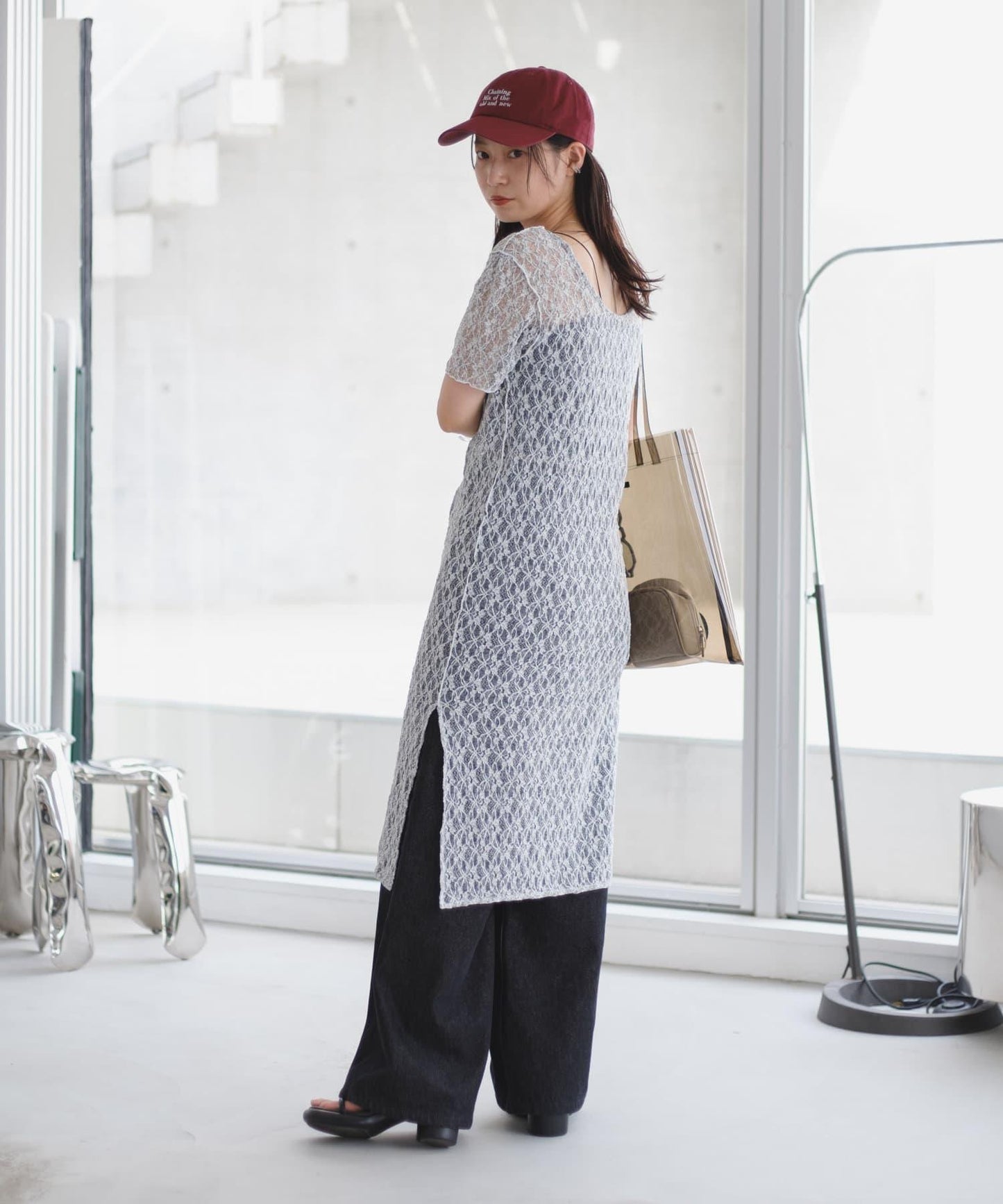 【Kastane】蕾絲花邊短袖連衣裙