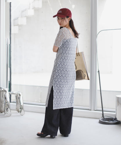 【Kastane】蕾絲花邊短袖連衣裙