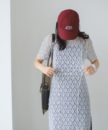 【Kastane】蕾絲花邊短袖連衣裙