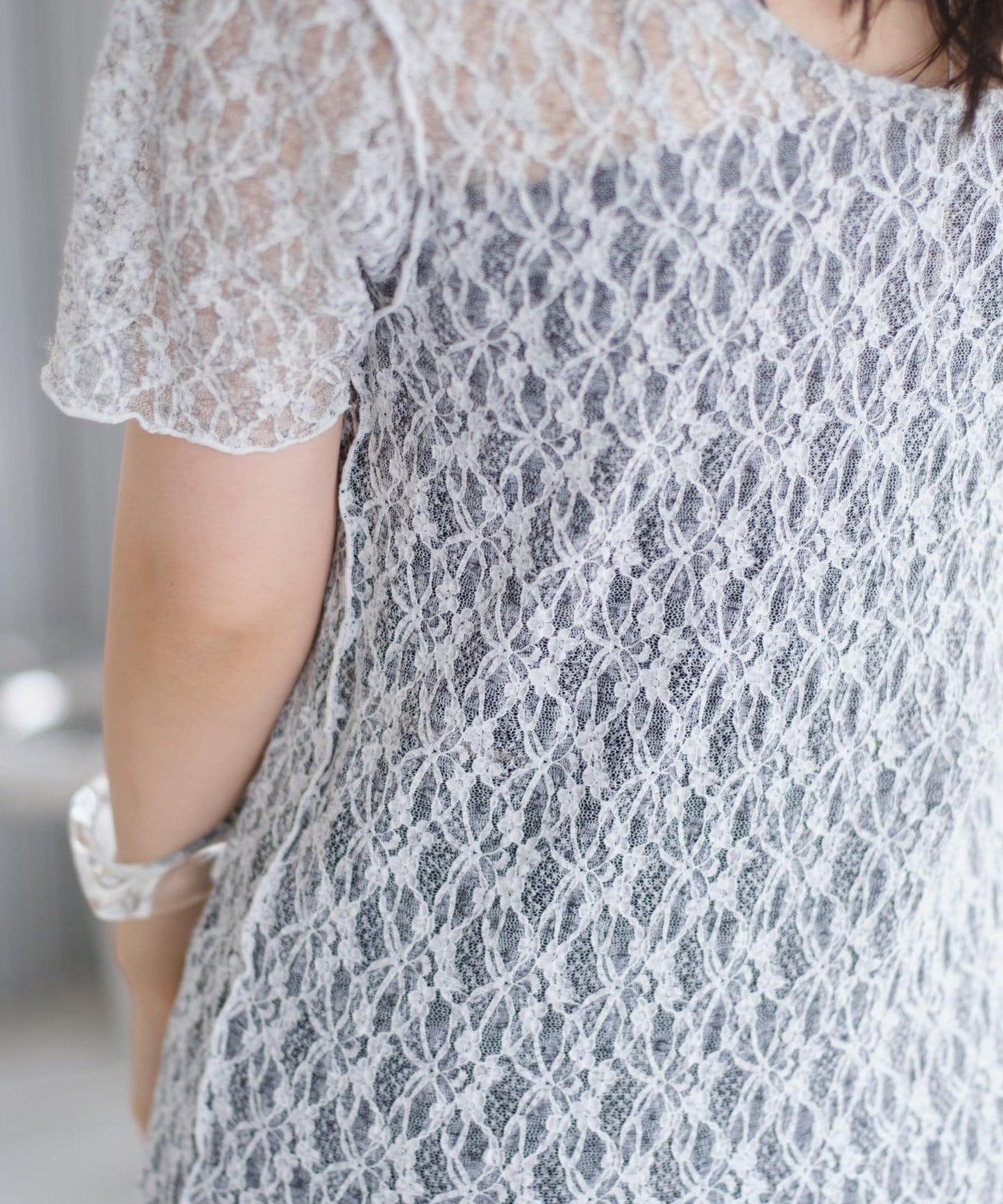 【Kastane】蕾絲花邊短袖連衣裙