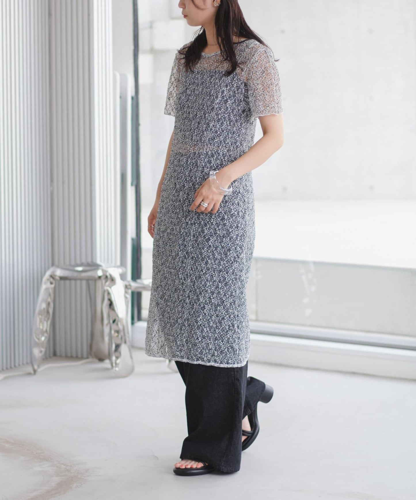 【Kastane】蕾絲花邊短袖連衣裙