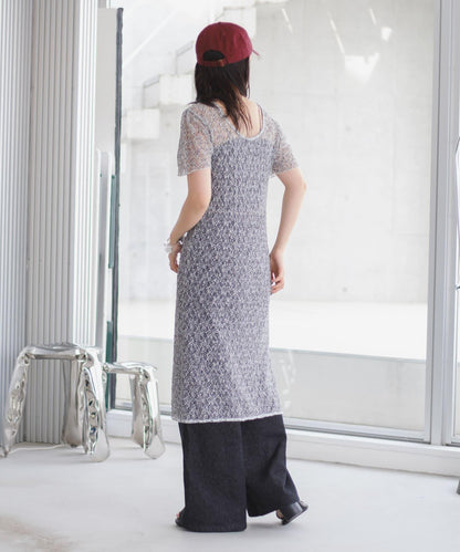 【Kastane】蕾絲花邊短袖連衣裙