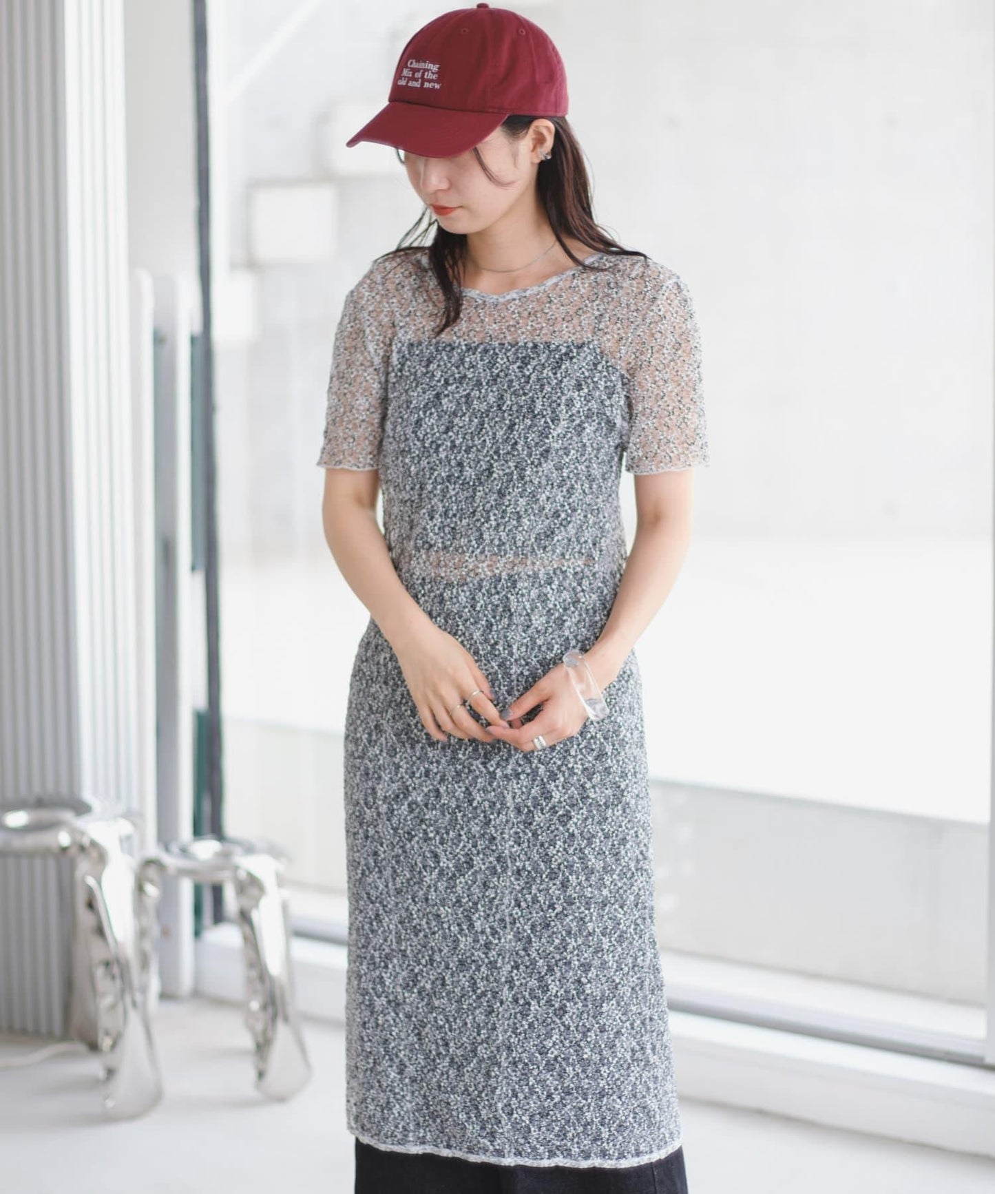 【Kastane】蕾絲花邊短袖連衣裙