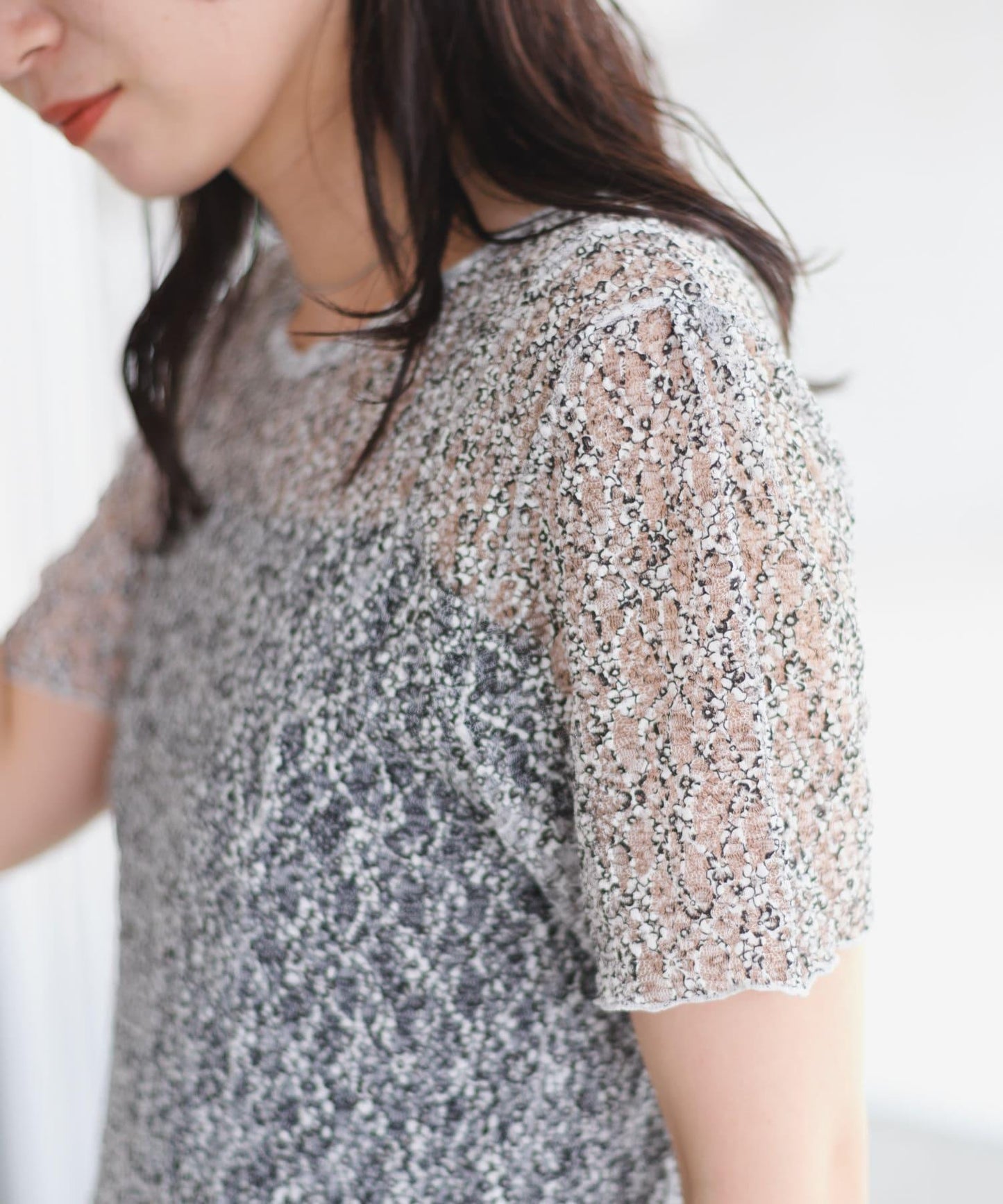 【Kastane】蕾絲花邊短袖連衣裙