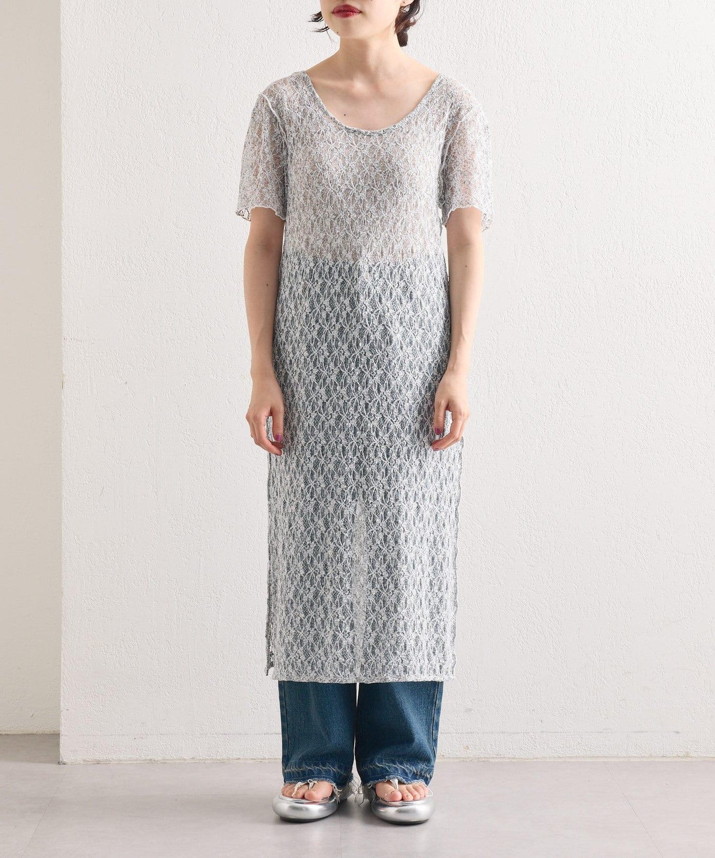 【Kastane】蕾絲花邊短袖連衣裙