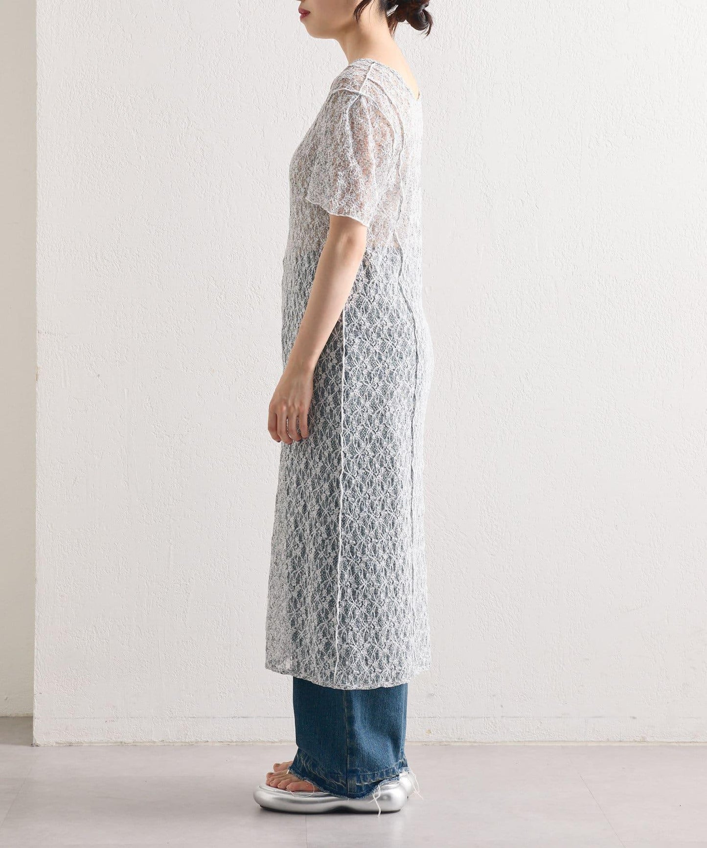 【Kastane】蕾絲花邊短袖連衣裙