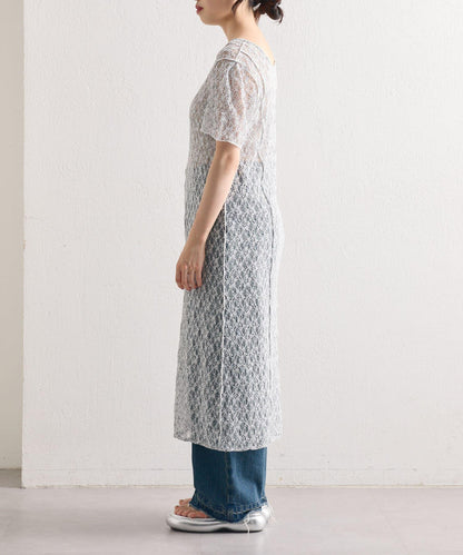 【Kastane】蕾絲花邊短袖連衣裙