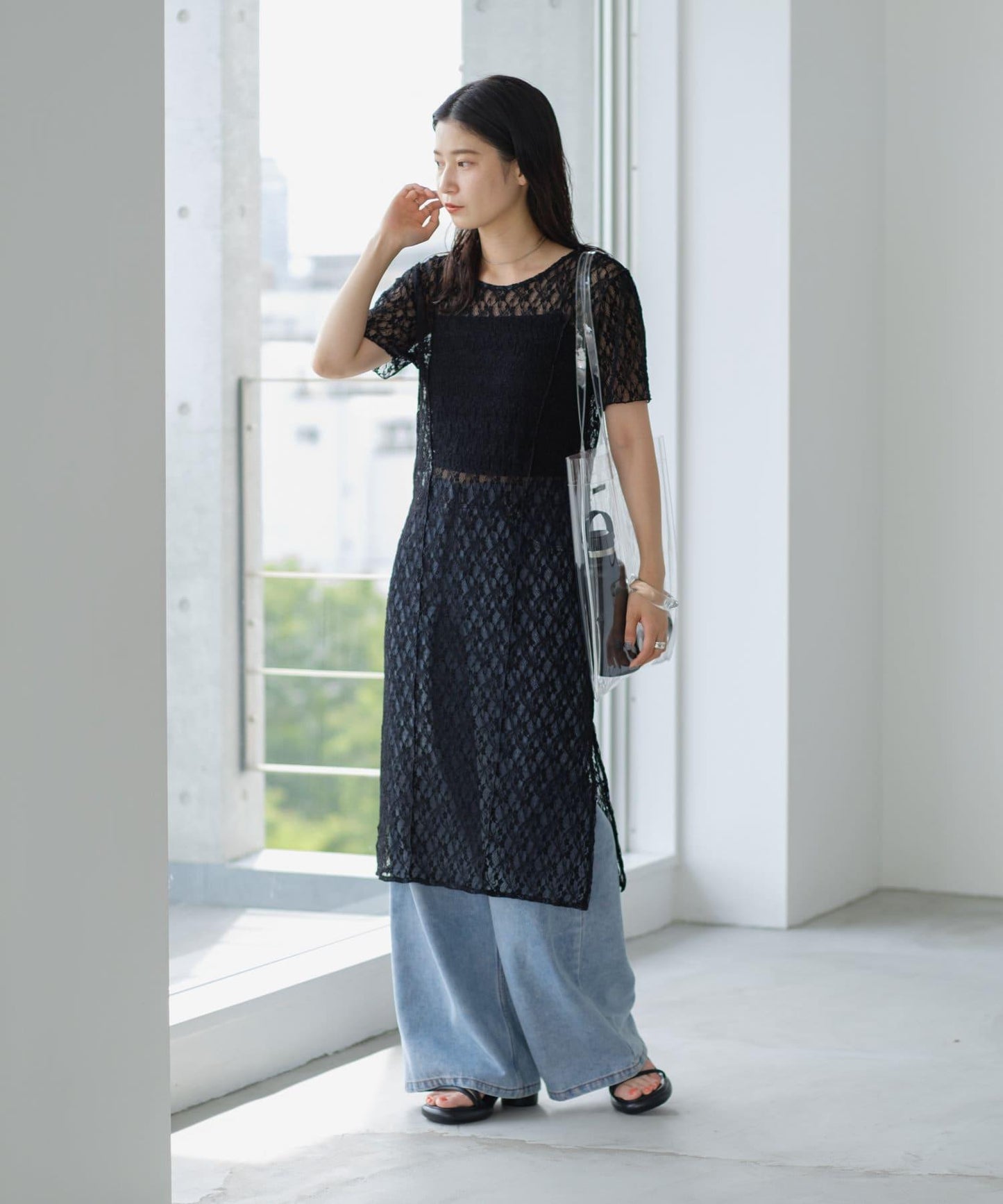 【Kastane】蕾絲花邊短袖連衣裙