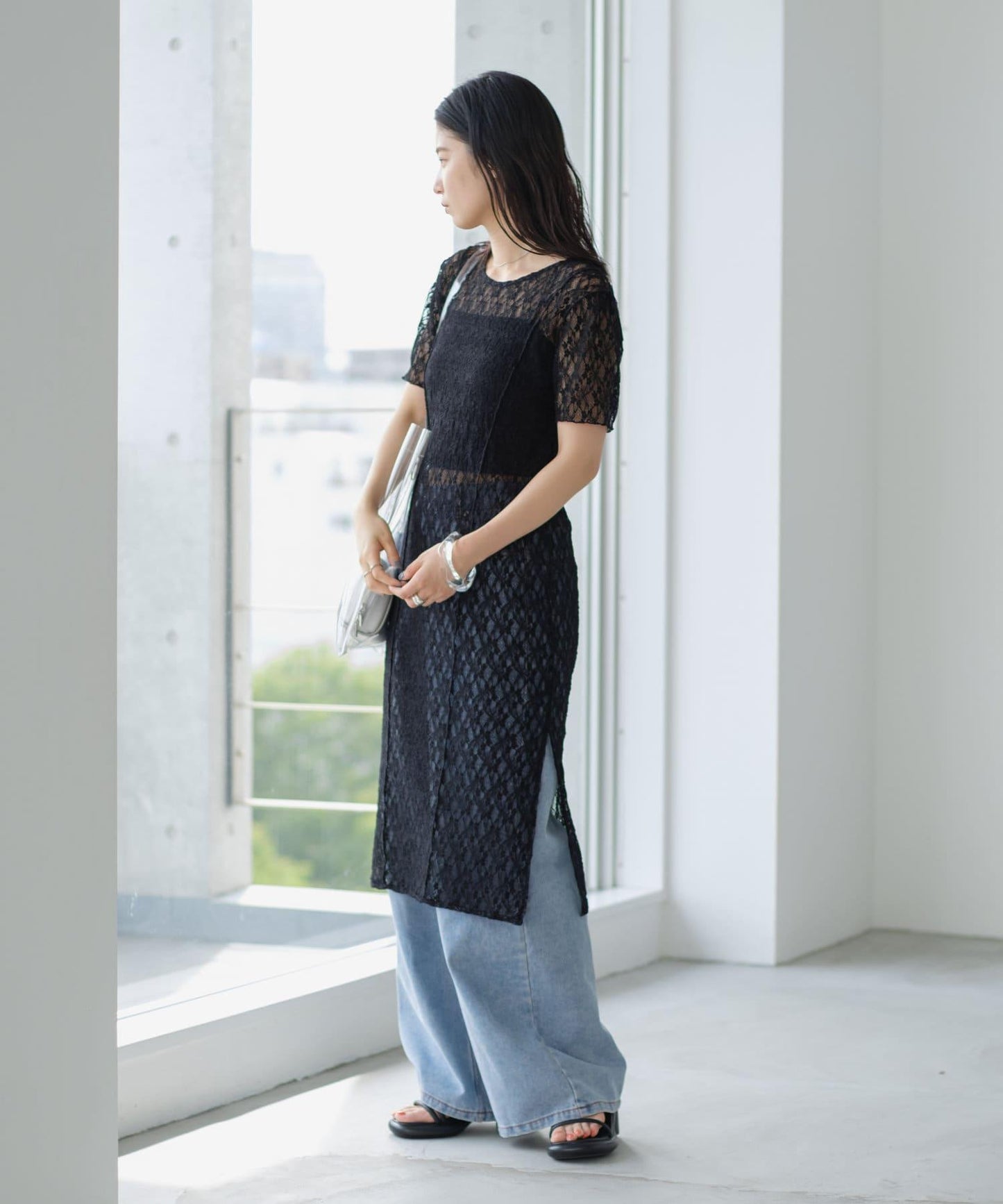 【Kastane】蕾絲花邊短袖連衣裙