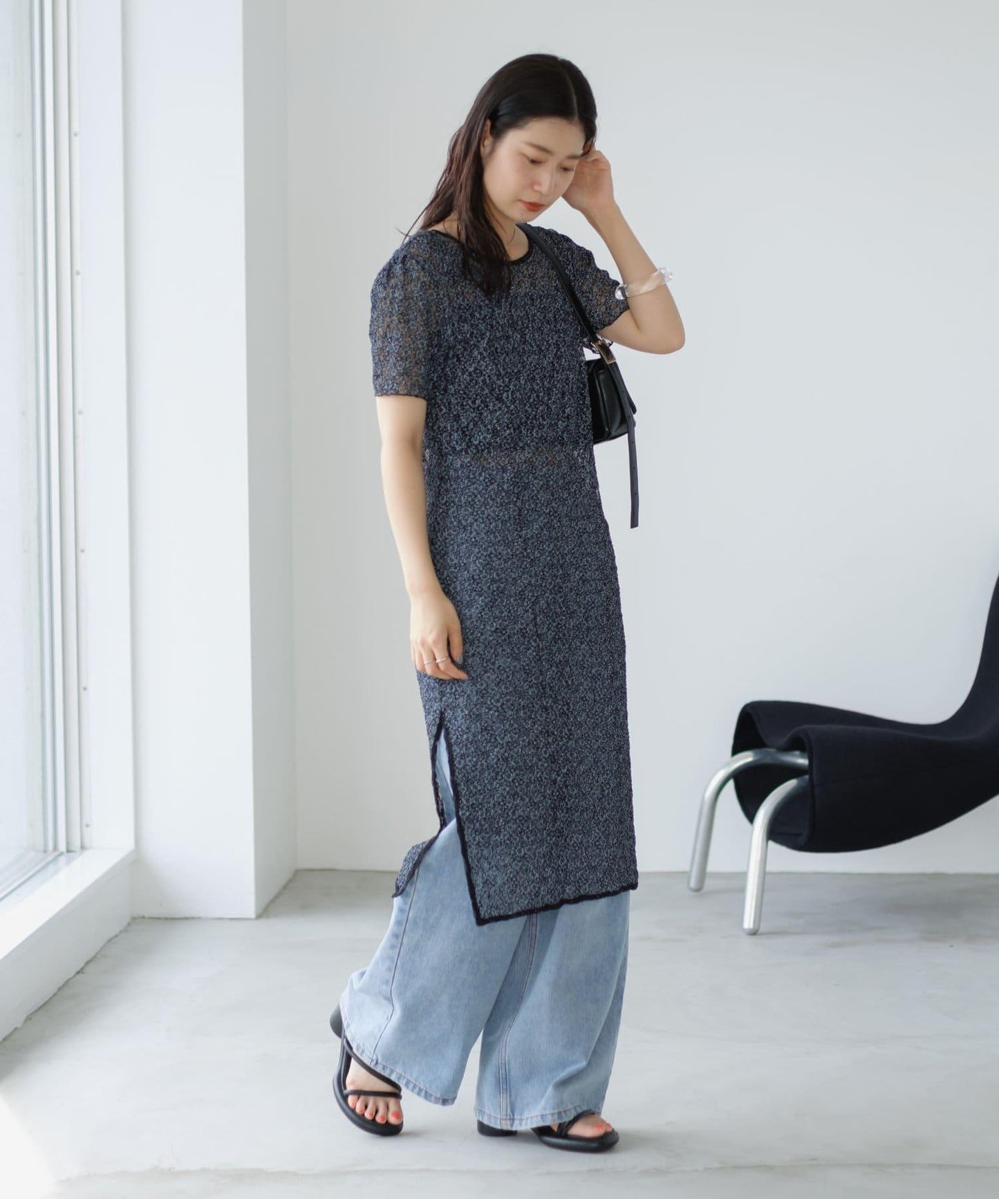 【Kastane】蕾絲花邊短袖連衣裙