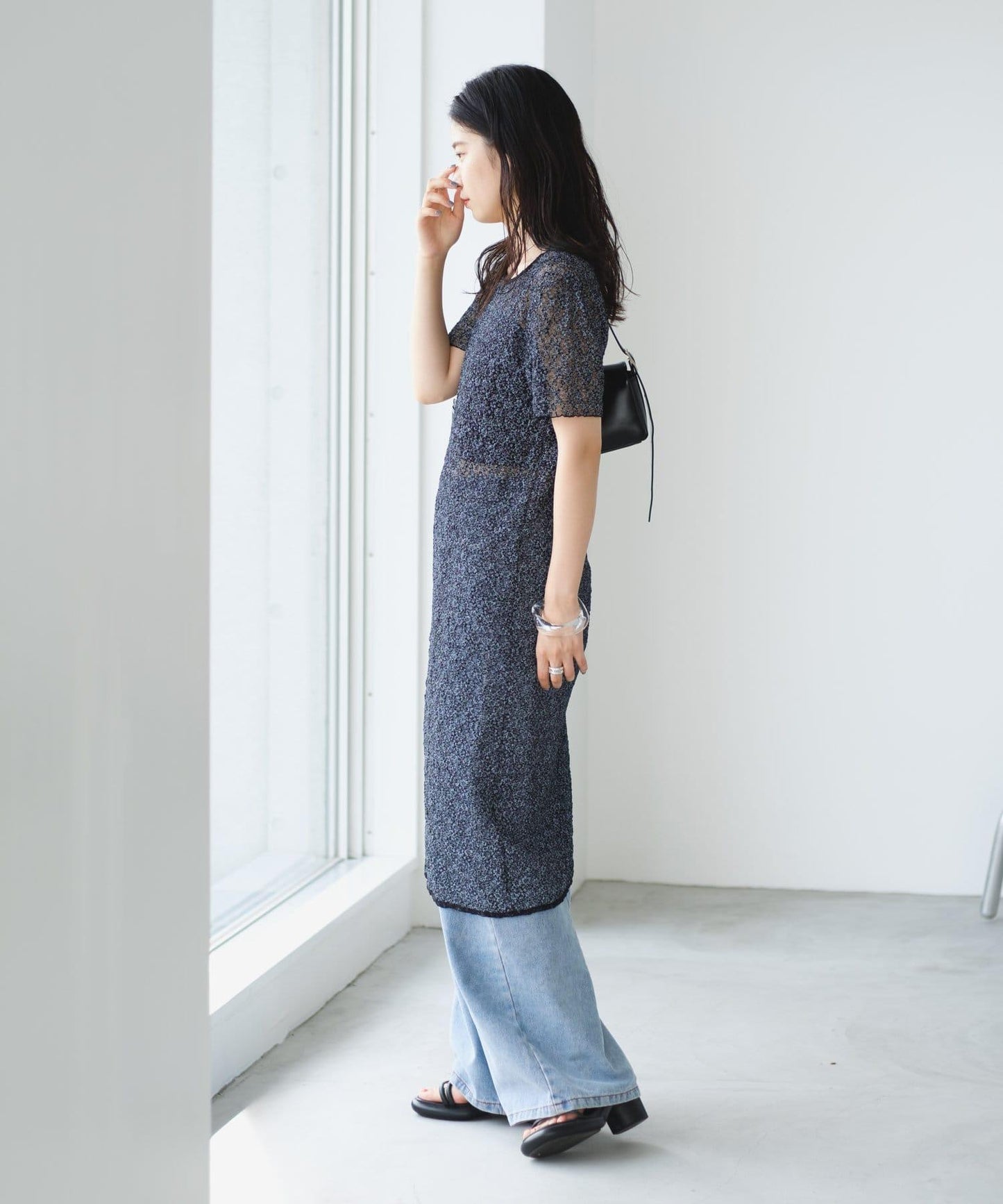 【Kastane】蕾絲花邊短袖連衣裙