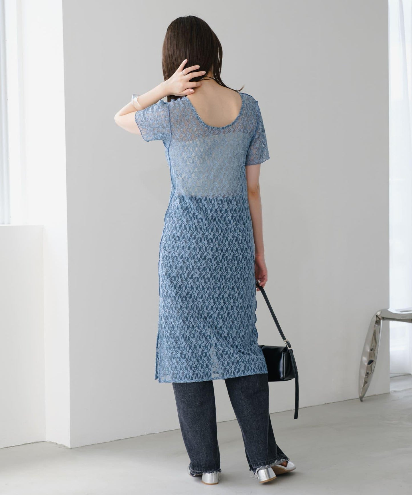 【Kastane】蕾絲花邊短袖連衣裙