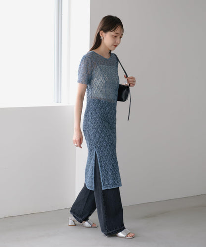 【Kastane】蕾絲花邊短袖連衣裙