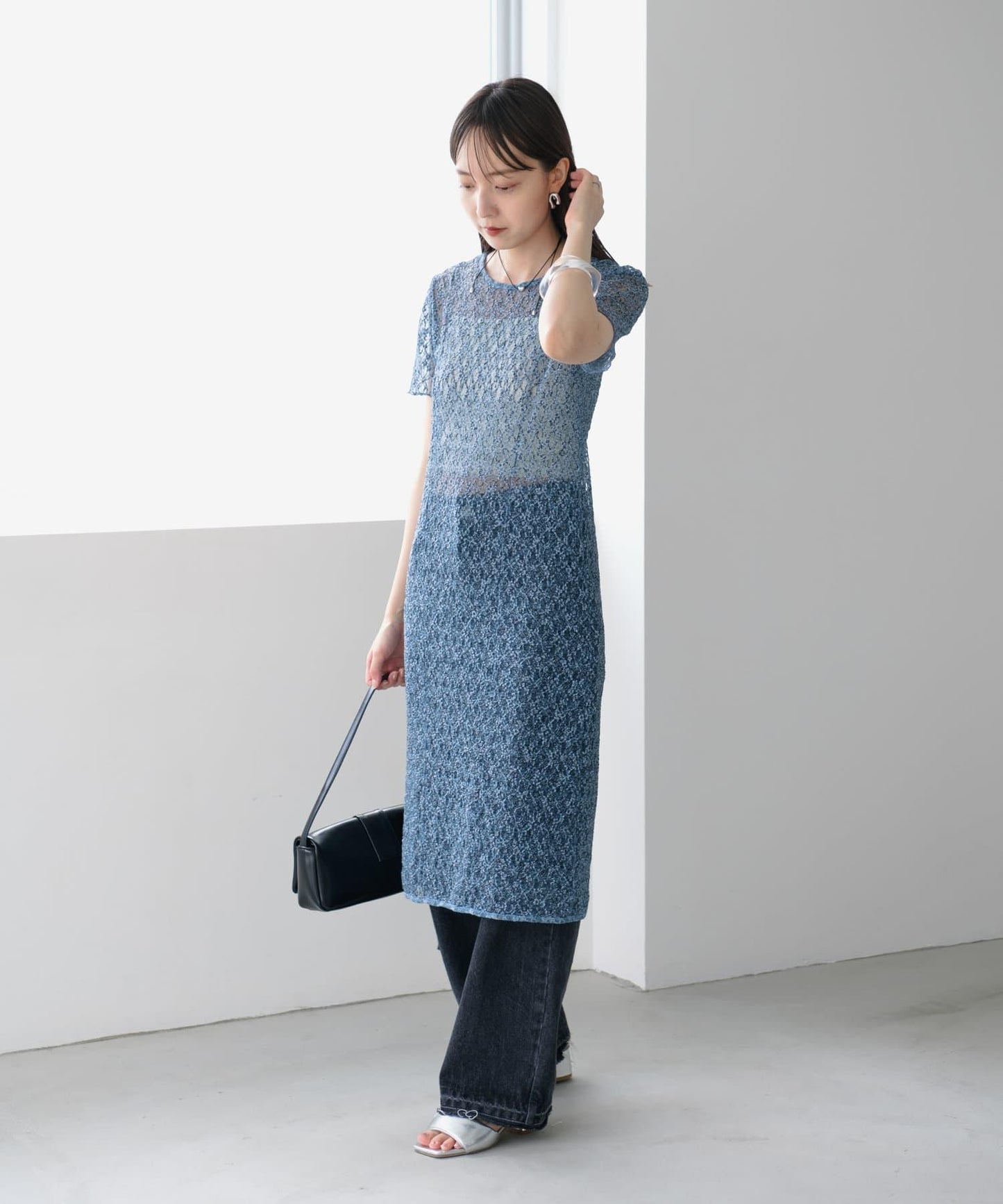 【Kastane】蕾絲花邊短袖連衣裙