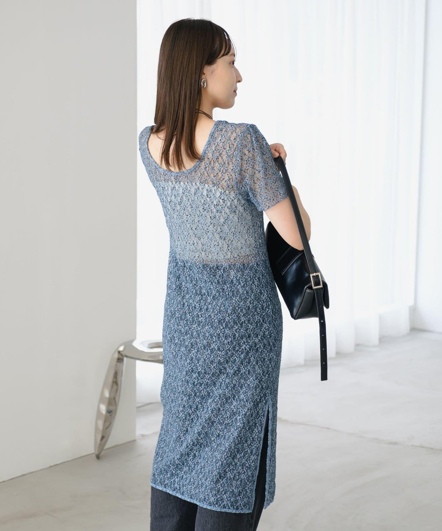 【Kastane】蕾絲花邊短袖連衣裙