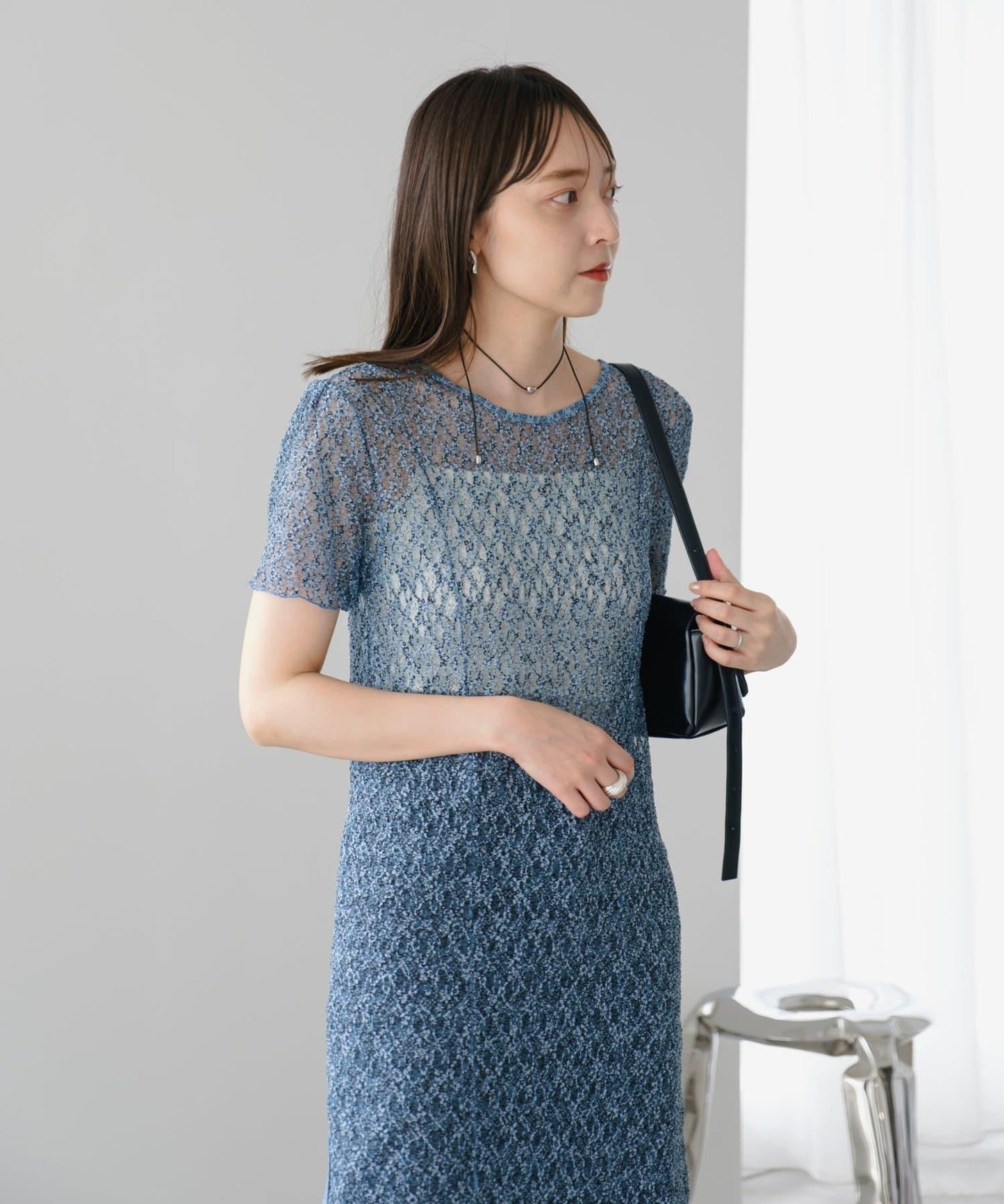 【Kastane】蕾絲花邊短袖連衣裙