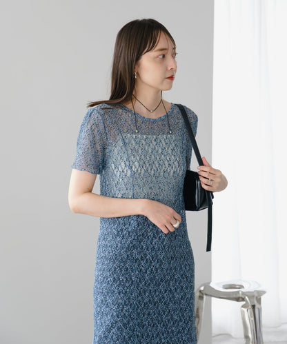 【Kastane】蕾絲花邊短袖連衣裙