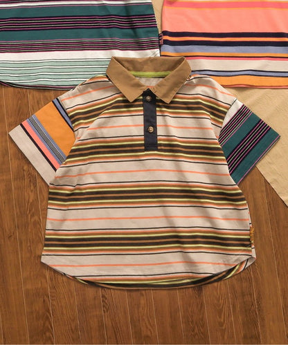 領口修身多色條紋Polo衫部分網絡限定尺碼