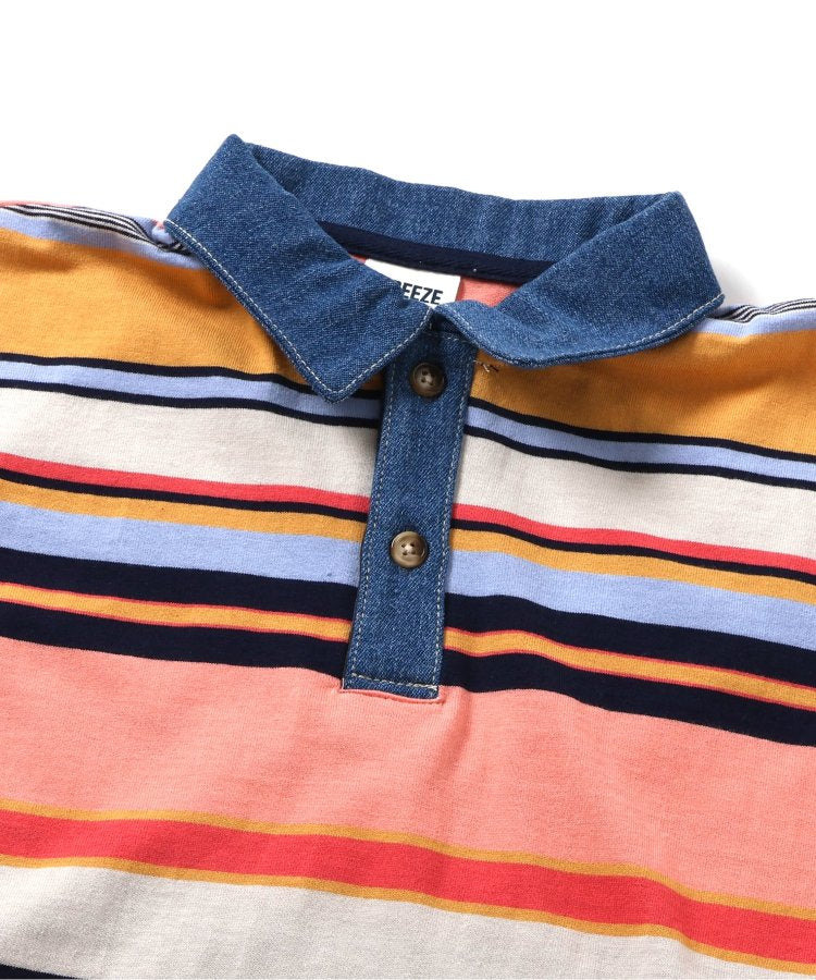 領口修身多色條紋Polo衫部分網絡限定尺碼