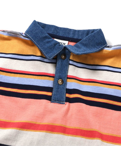 領口修身多色條紋Polo衫部分網絡限定尺碼